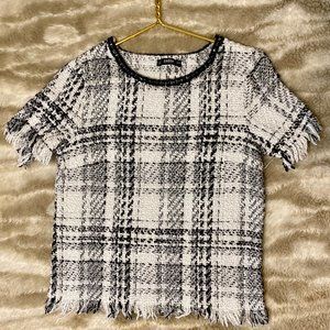 SHEIN Tweed Short Sleeve Top
